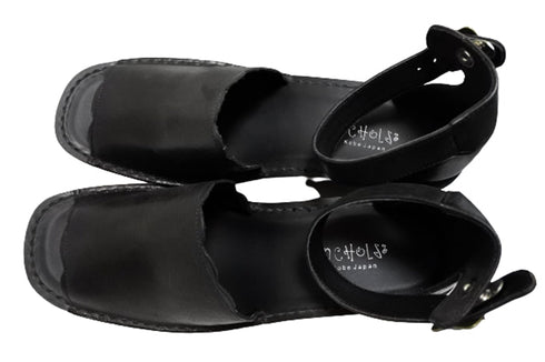 【インコルジェ2023 ブラック】ウェッジハイヒールストラップサンダル