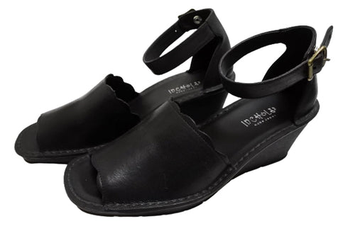 【インコルジェ2023 ブラック】ウェッジハイヒールストラップサンダル