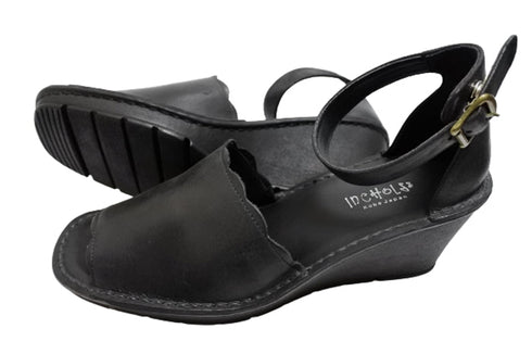 【インコルジェ2023 ブラック】ウェッジハイヒールストラップサンダル