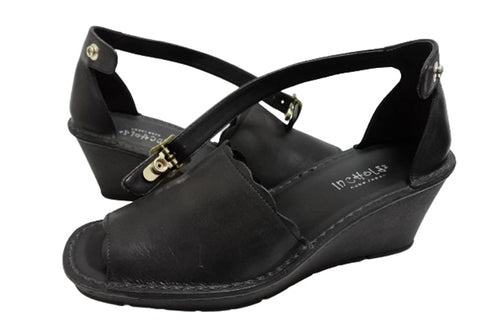 【インコルジェ2023 ブラック】ウェッジハイヒールストラップサンダル