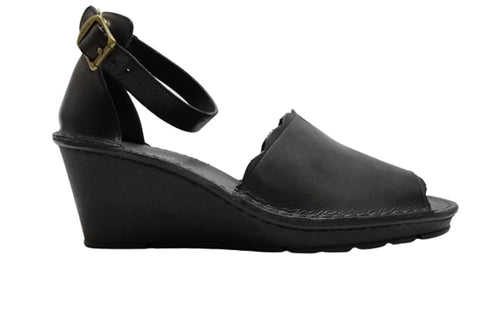 【インコルジェ2023 ブラック】ウェッジハイヒールストラップサンダル