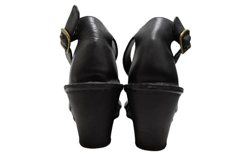 【インコルジェ2023 ブラック】ウェッジハイヒールストラップサンダル