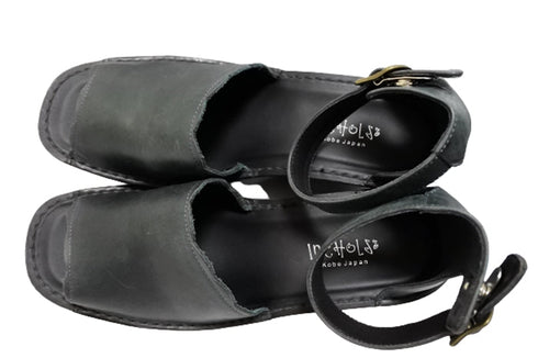 【インコルジェ2023 ネイビー】ウェッジハイヒールストラップサンダル