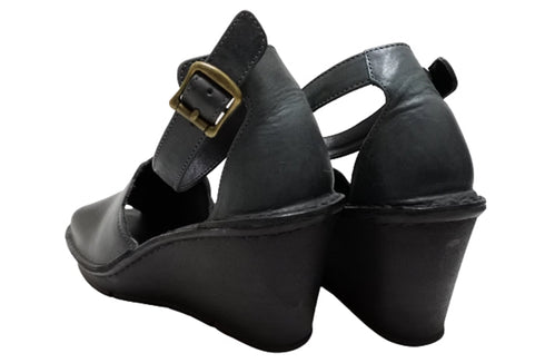 【インコルジェ2023 ネイビー】ウェッジハイヒールストラップサンダル