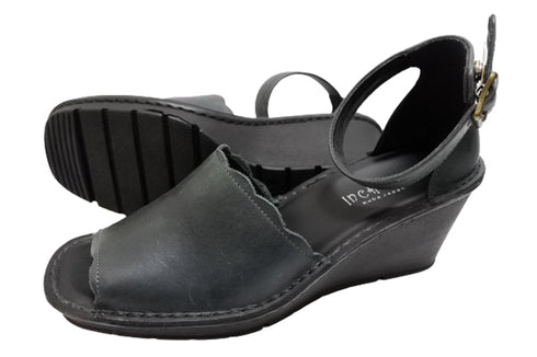 【インコルジェ2023 ネイビー】ウェッジハイヒールストラップサンダル