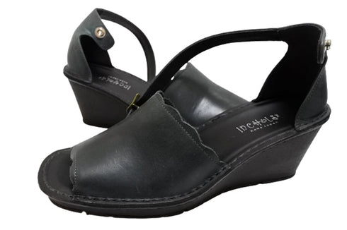 【インコルジェ2023 ネイビー】ウェッジハイヒールストラップサンダル