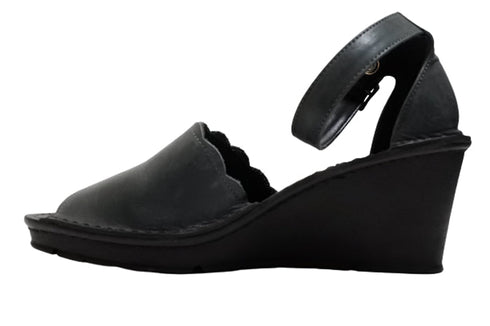 【インコルジェ2023 ネイビー】ウェッジハイヒールストラップサンダル