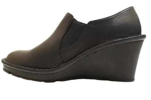 【インコルジェ 2027 ブラック】ウェッジハイヒールスリッポンシューズ