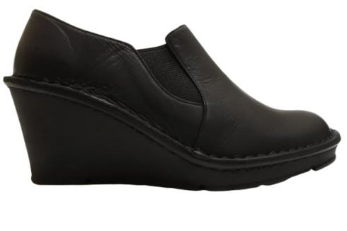 【インコルジェ 2027 ブラック】ウェッジハイヒールスリッポンシューズ