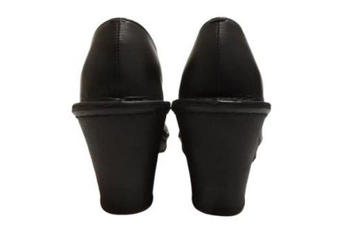 【インコルジェ 2027 ブラック】ウェッジハイヒールスリッポンシューズ