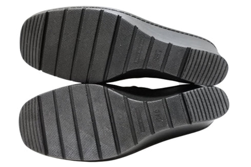 【インコルジェ 2036 ブラック】本革ウェッジハイヒールオープントゥサンダル