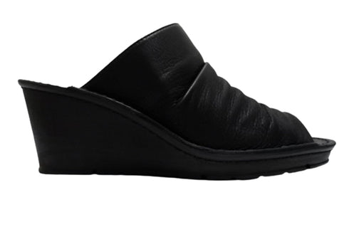 【インコルジェ 2036 ブラック】本革ウェッジハイヒールオープントゥサンダル