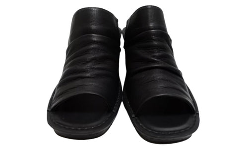 【インコルジェ 2036 ブラック】本革ウェッジハイヒールオープントゥサンダル