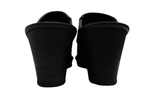 【インコルジェ 2036 ブラック】本革ウェッジハイヒールオープントゥサンダル