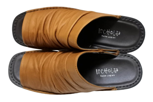 【インコルジェ 2036 ブラウン】本革ウェッジハイヒールオープントゥサンダル