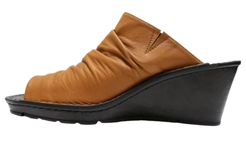 【インコルジェ 2036 ブラウン】本革ウェッジハイヒールオープントゥサンダル