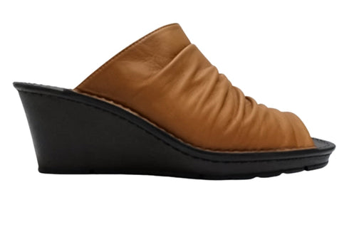 【インコルジェ 2036 ブラウン】本革ウェッジハイヒールオープントゥサンダル