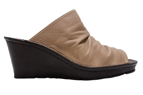 【インコルジェ 2036 オークベージュ】本革ウェッジハイヒールオープントゥサンダル