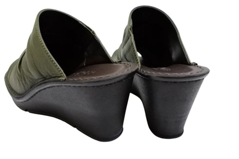 【インコルジェ 2036 オリーブ】本革ウェッジハイヒールオープントゥサンダル