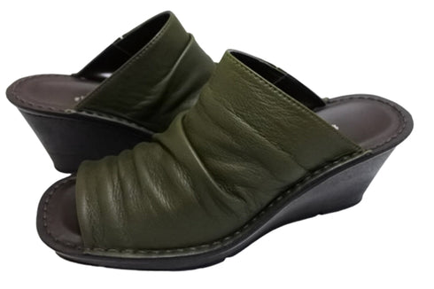 【インコルジェ 2036 オリーブ】本革ウェッジハイヒールオープントゥサンダル