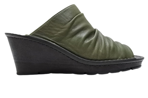 【インコルジェ 2036 オリーブ】本革ウェッジハイヒールオープントゥサンダル