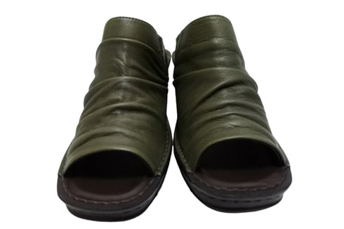 【インコルジェ 2036 オリーブ】本革ウェッジハイヒールオープントゥサンダル