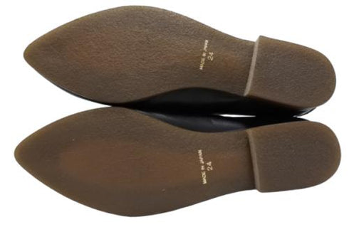 【TODAY'S 2418 ブラック】本革ポインテッドトゥ サイドゴアフラットシューズ