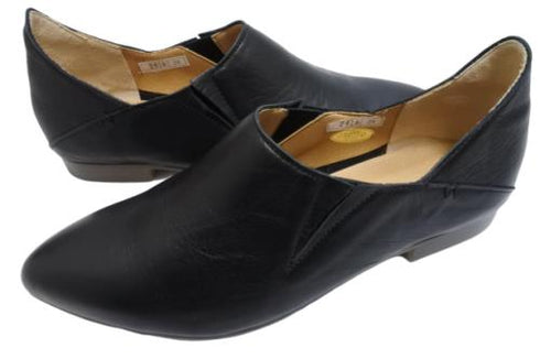 【TODAY'S 2418 ブラック】本革ポインテッドトゥ サイドゴアフラットシューズ