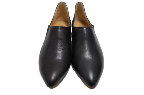 【TODAY'S 2418 ブラック】本革ポインテッドトゥ サイドゴアフラットシューズ