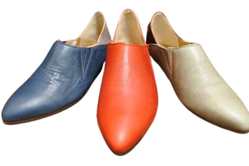 【TODAY'S 2418 キャメル】本革ポインテッドトゥ サイドゴアフラットシューズ