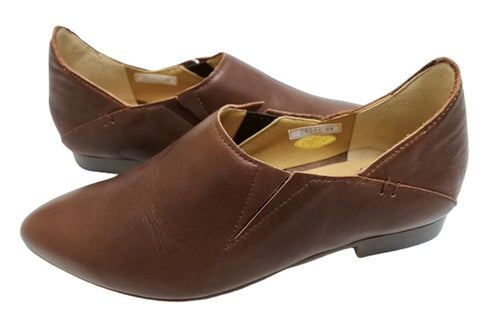 【TODAY'S 2418 ダークブラウン】本革ポインテッドトゥ サイドゴアフラットシューズ