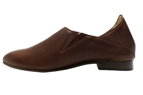 【TODAY'S 2418 ダークブラウン】本革ポインテッドトゥ サイドゴアフラットシューズ