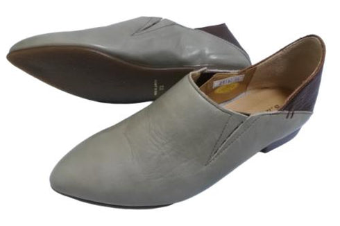 【TODAY'S 2418 グレー】本革ポインテッドトゥ サイドゴアフラットシューズ