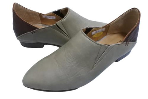 【TODAY'S 2418 グレー】本革ポインテッドトゥ サイドゴアフラットシューズ