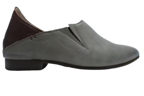 【TODAY'S 2418 グレー】本革ポインテッドトゥ サイドゴアフラットシューズ