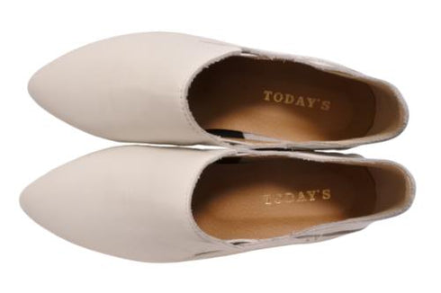 【TODAY'S 2418 アイボリー】本革ポインテッドトゥ サイドゴアフラットシューズ