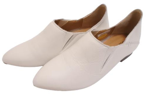 【TODAY'S 2418 アイボリー】本革ポインテッドトゥ サイドゴアフラットシューズ