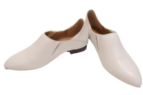 【TODAY'S 2418 アイボリー】本革ポインテッドトゥ サイドゴアフラットシューズ