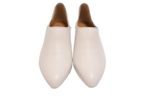 【TODAY'S 2418 アイボリー】本革ポインテッドトゥ サイドゴアフラットシューズ
