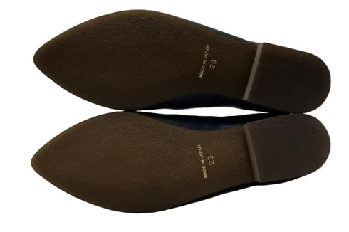 【TODAY'S 2418 ネイビー】本革ポインテッドトゥ サイドゴアフラットシューズ