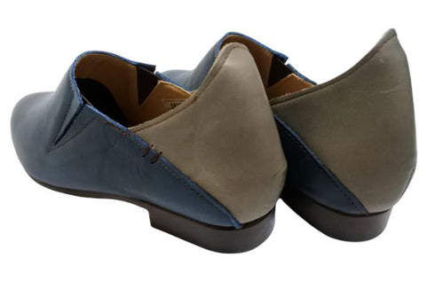 【TODAY'S 2418 ネイビー】本革ポインテッドトゥ サイドゴアフラットシューズ