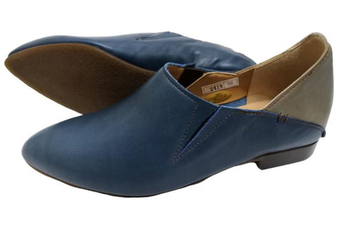 【TODAY'S 2418 ネイビー】本革ポインテッドトゥ サイドゴアフラットシューズ