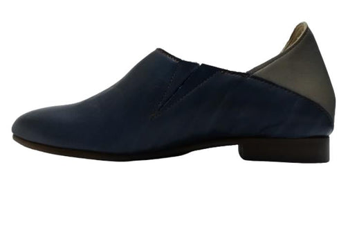 【TODAY'S 2418 ネイビー】本革ポインテッドトゥ サイドゴアフラットシューズ