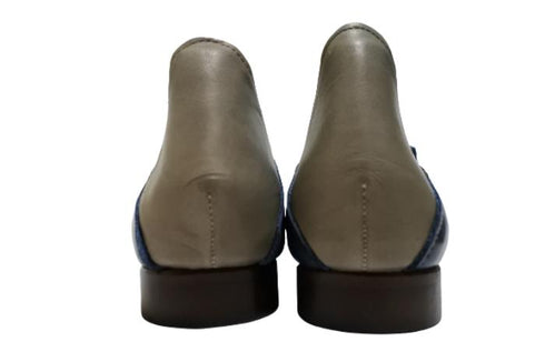 【TODAY'S 2418 ネイビー】本革ポインテッドトゥ サイドゴアフラットシューズ