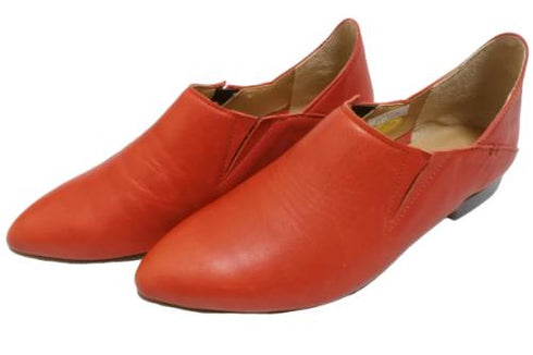 【TODAY'S 2418 レッド】本革ポインテッドトゥ サイドゴアフラットシューズ