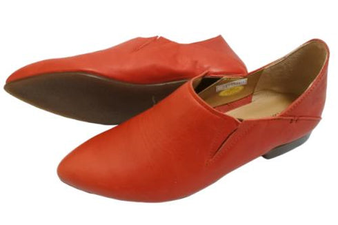 【TODAY'S 2418 レッド】本革ポインテッドトゥ サイドゴアフラットシューズ