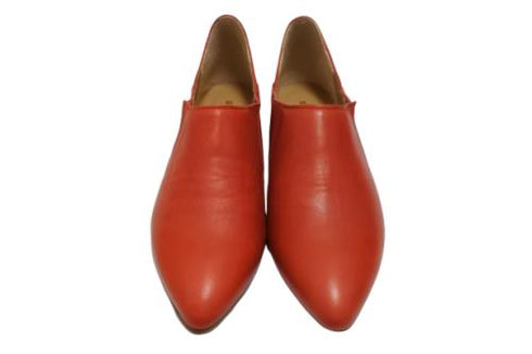 【TODAY'S 2418 レッド】本革ポインテッドトゥ サイドゴアフラットシューズ