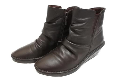 【インコルジェ3204 ダークブラウン】くしゅスマートショートブーツ