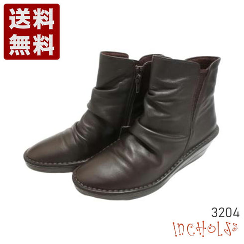 【インコルジェ3204 ダークブラウン】くしゅスマートショートブーツ
