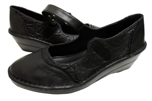 【インコルジェ3211 ブラック】レース風飾りつき上品ストラップシューズ